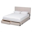 Bowery Hill Modern Fabric Tufted Platform Storage Queen Bed in Beige