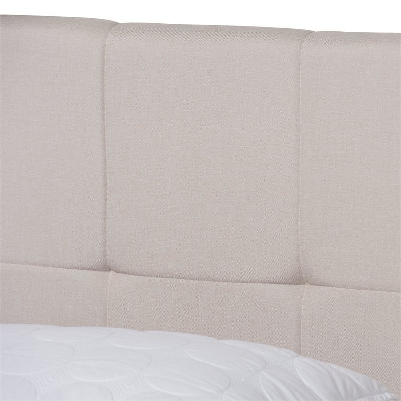 Bowery Hill Modern Fabric Tufted Platform Storage Queen Bed in Beige