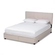Bowery Hill Modern Fabric Tufted Platform Storage Queen Bed in Beige