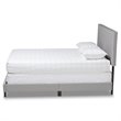 Bowery Hill Full Size Gray Linen Panel Bed with Nailhead Trim