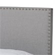 Bowery Hill Full Size Gray Linen Panel Bed with Nailhead Trim