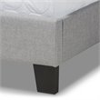 Bowery Hill Full Size Gray Linen Panel Bed with Nailhead Trim