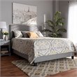 Bowery Hill Full Size Gray Linen Panel Bed with Nailhead Trim