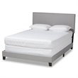 Bowery Hill Full Size Gray Linen Panel Bed with Nailhead Trim