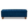 Bowery Hill Navy Blue Velvet Upholstered Storage Ottoman Bench