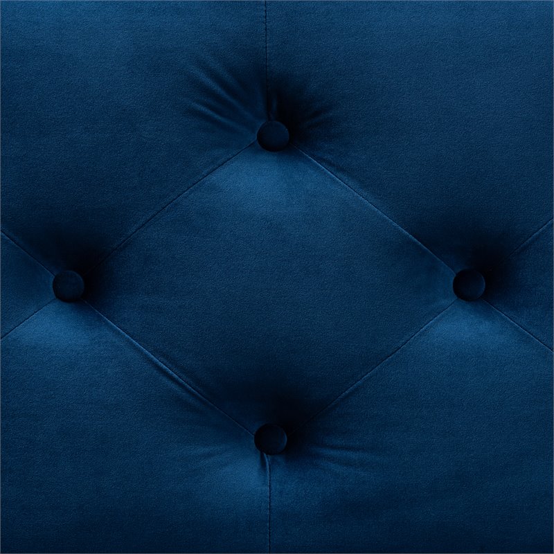 Bowery Hill Navy Blue Velvet Upholstered Storage Ottoman Bench