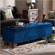 Bowery Hill Navy Blue Velvet Upholstered Storage Ottoman Bench