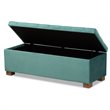 Bowery Hill Teal Blue Velvet Upholstered Storage Ottoman Bench