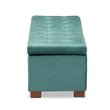 Bowery Hill Teal Blue Velvet Upholstered Storage Ottoman Bench