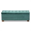 Bowery Hill Teal Blue Velvet Upholstered Storage Ottoman Bench