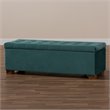 Bowery Hill Teal Blue Velvet Upholstered Storage Ottoman Bench