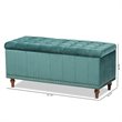 Bowery Hill Velvet Teal Blue Ottoman Bench Rectangular Button Tufted 41.73