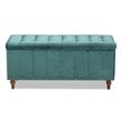 Bowery Hill Velvet Teal Blue Ottoman Bench Rectangular Button Tufted 41.73