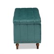 Bowery Hill Velvet Teal Blue Ottoman Bench Rectangular Button Tufted 41.73