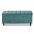Bowery Hill Velvet Teal Blue Ottoman Bench Rectangular Button Tufted 41.73