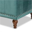 Bowery Hill Velvet Teal Blue Ottoman Bench Rectangular Button Tufted 41.73