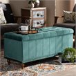 Bowery Hill Velvet Teal Blue Ottoman Bench Rectangular Button Tufted 41.73