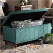 Bowery Hill Velvet Teal Blue Ottoman Bench Rectangular Button Tufted 41.73