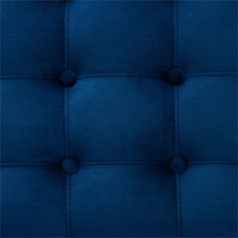 Bowery Hill Navy Blue Velvet Upholstered Storage Ottoman Bench