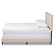 Bowery Hill Full Size Beige Linen Panel Bed with Nailhead Trim
