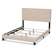 Bowery Hill Full Size Beige Linen Panel Bed with Nailhead Trim
