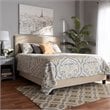Bowery Hill Full Size Beige Linen Panel Bed with Nailhead Trim
