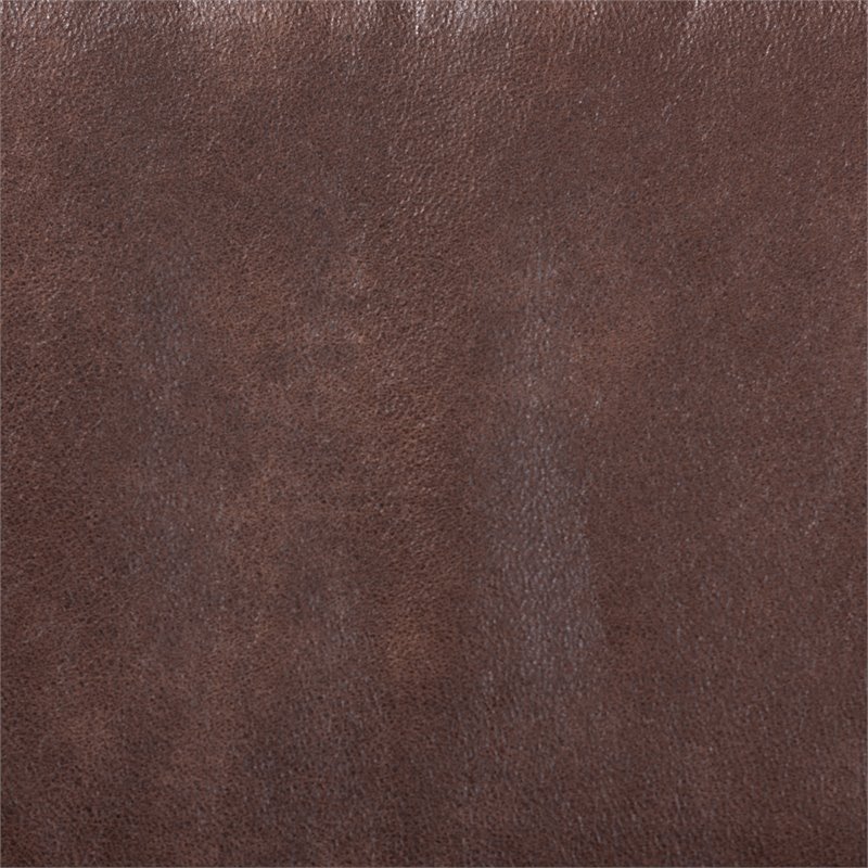 Bowery Hill Dark Brown Faux Leather Oak Armchair and Ottoman Set