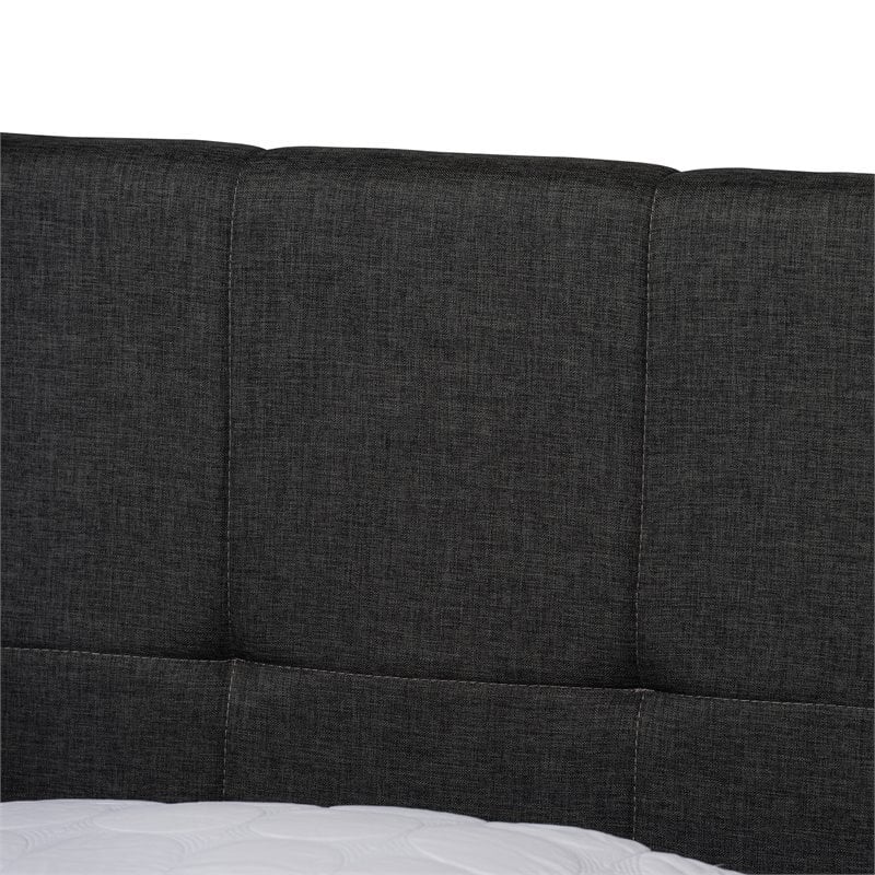 Bowery Hill Modern Fabric Tufted Platform Storage Queen Bed in Dark Gray