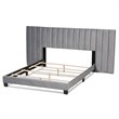 Bowery Hill Contemporary Velvet King Size Panel Bed w/ Tufted Headboard in Gray