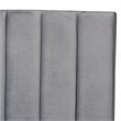 Bowery Hill Contemporary Velvet King Size Panel Bed w/ Tufted Headboard in Gray