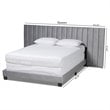 Bowery Hill Contemporary Velvet King Size Panel Bed w/ Tufted Headboard in Gray