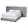 Bowery Hill Contemporary Velvet King Size Panel Bed w/ Tufted Headboard in Gray
