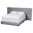 Bowery Hill Contemporary Velvet King Size Panel Bed w/ Tufted Headboard in Gray