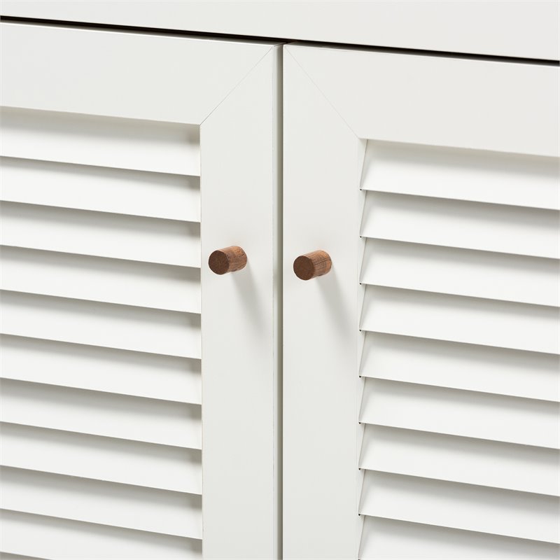 Bowery Hill White and Walnut 4-Shelf Wood Shoe Cabinet with Drawer