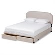 Bowery Hill Upholstered Modern Fabric Platform Storage Queen Bed in Beige