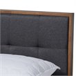 Bowery Hill King Size Dark Gray Fabric Walnut Finished Platform Bed
