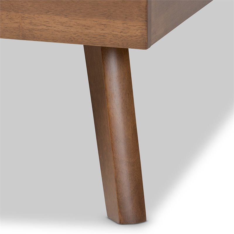 Bowery Hill King Size Dark Gray Fabric Walnut Finished Platform Bed