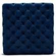 Bowery Hill Royal Blue Velvet Gold Finished Square Cocktail Ottoman