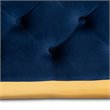 Bowery Hill Royal Blue Velvet Gold Finished Square Cocktail Ottoman