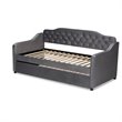 Bowery Hill Traditional Velvet Twin Size Button Tufted Daybed w/ Trundle in Gray