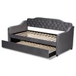Bowery Hill Traditional Velvet Twin Size Button Tufted Daybed w/ Trundle in Gray