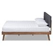 Bowery Hill King Size Dark Gray Fabric Walnut Finished Platform Bed