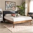 Bowery Hill King Size Dark Gray Fabric Walnut Finished Platform Bed