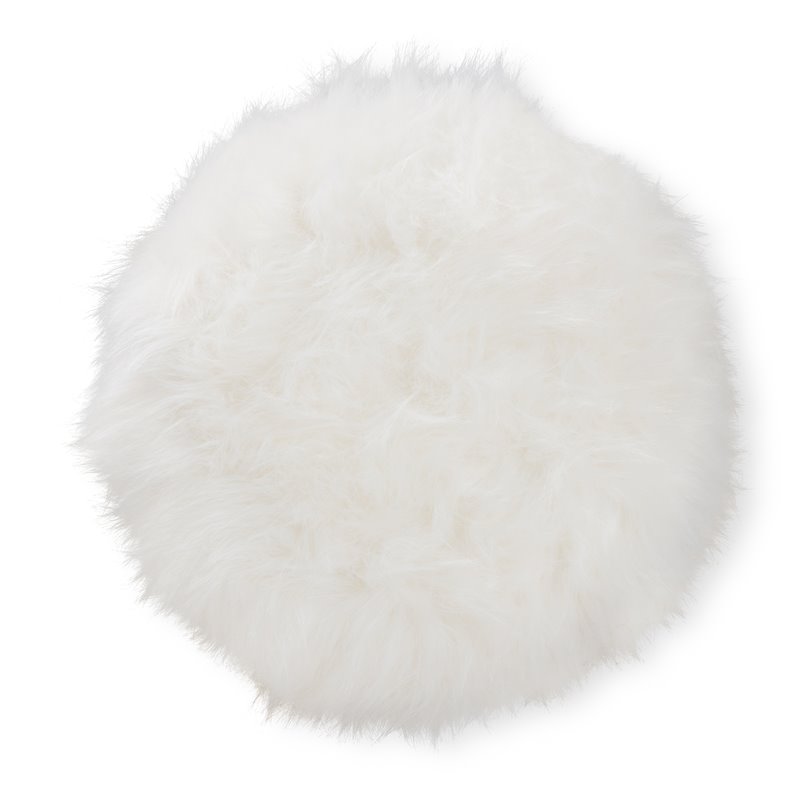 Bowery Hill Modern Faux Fur Upholstered Gold Finish Metal Ottoman in White