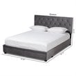 Bowery Hill Modern Velvet Tufted Platform Storage Queen Bed in Gray