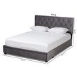 Bowery Hill Modern Velvet Tufted Platform Storage Queen Bed in Gray