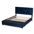 Bowery Hill Modern Velvet Tufted Platform Storage Queen Bed in Blue