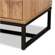 Bowery Hill Oak Finished Wood Black Metal 3-Drawer Sideboard Buffet