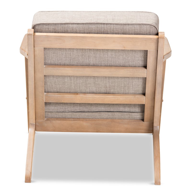 Bowery Hill Light Grey Upholstered Oak Wood Armchair and Ottoman Set
