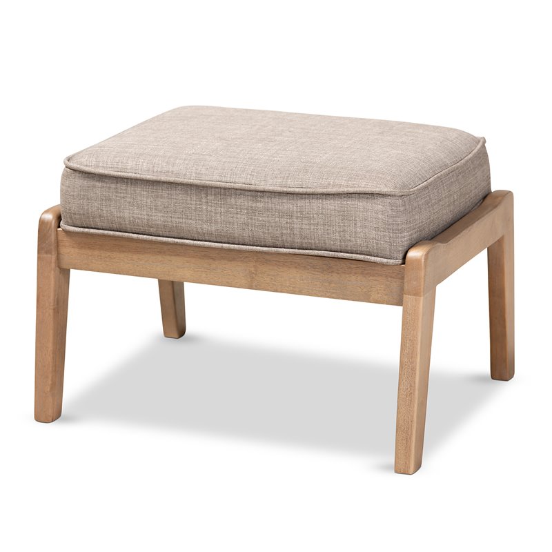 Bowery Hill Light Grey Upholstered Oak Wood Armchair and Ottoman Set